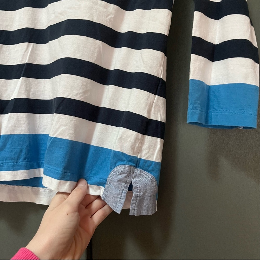 Orvis Women’s Polo Striped Blue Size Small 100% Cotton - Picture 2 of 6